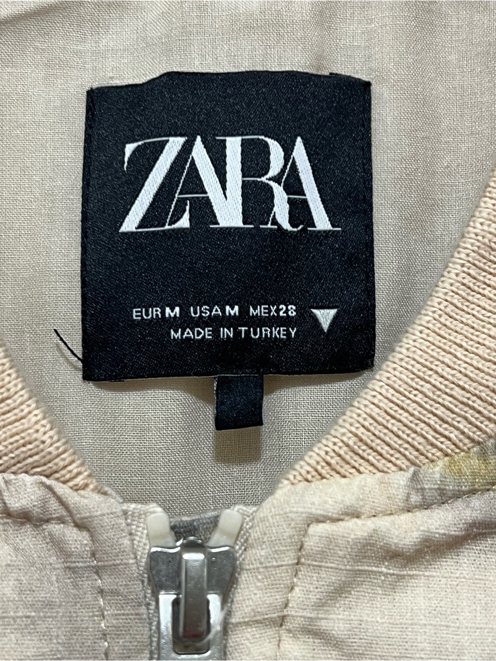 Zara Women’s Size M US Long Sleeve Round Neck Bomber Jacket Beige Casual - Picture 15 of 16